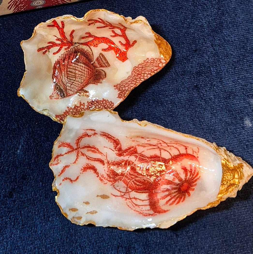 Pair of Sealife Oyster Shell Trinket Dishes