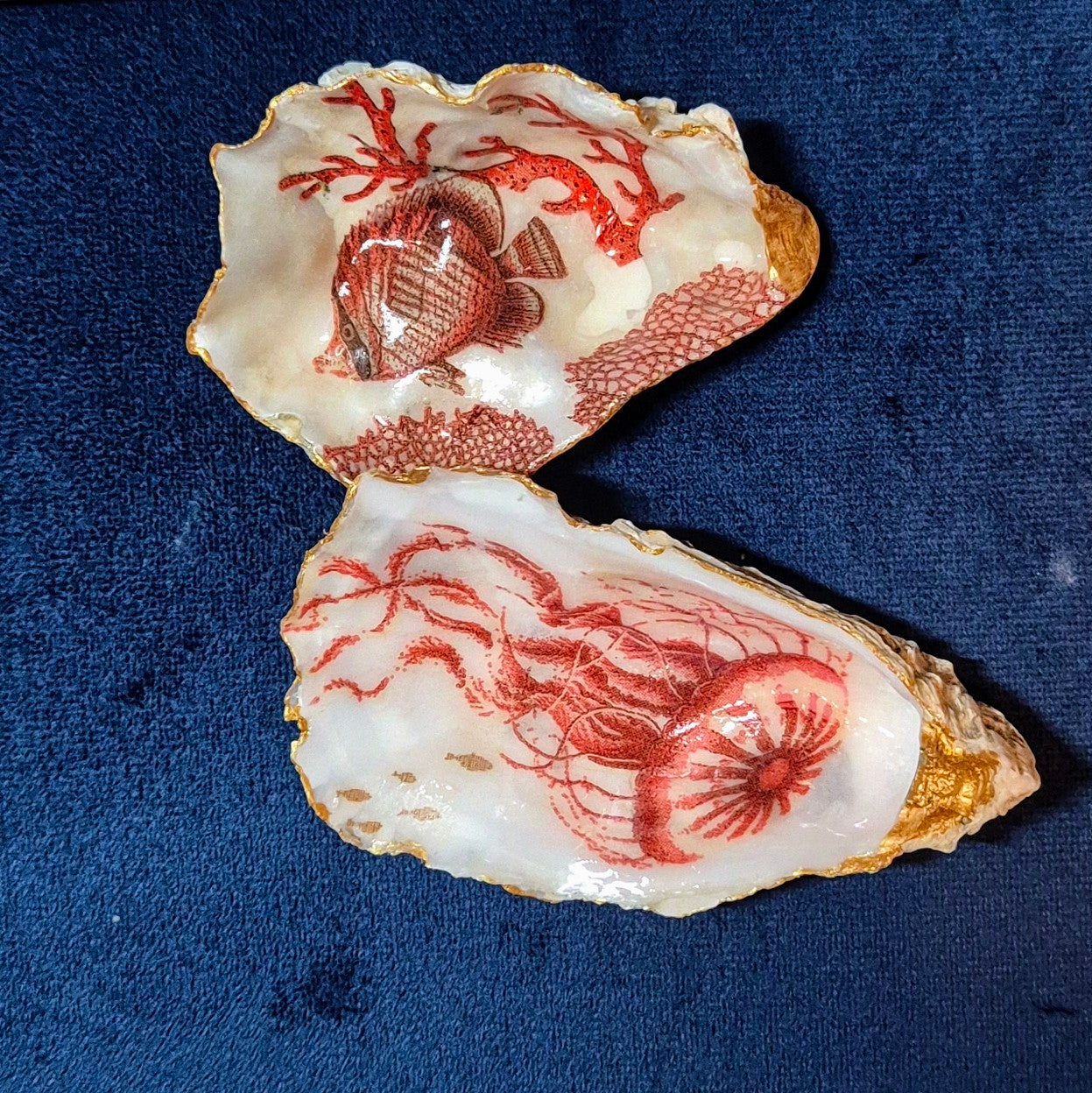 Pair of Sealife Oyster Shell Trinket Dishes