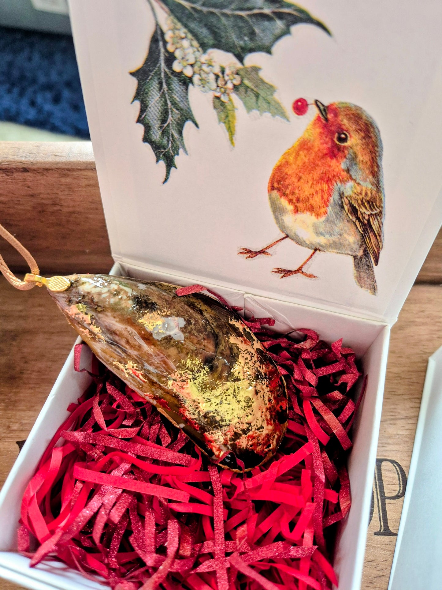 Mussel Shell Christmas Tree Decoration and Gift Box.