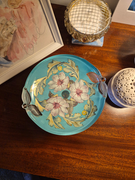 Green & Gold Pedestal Dish