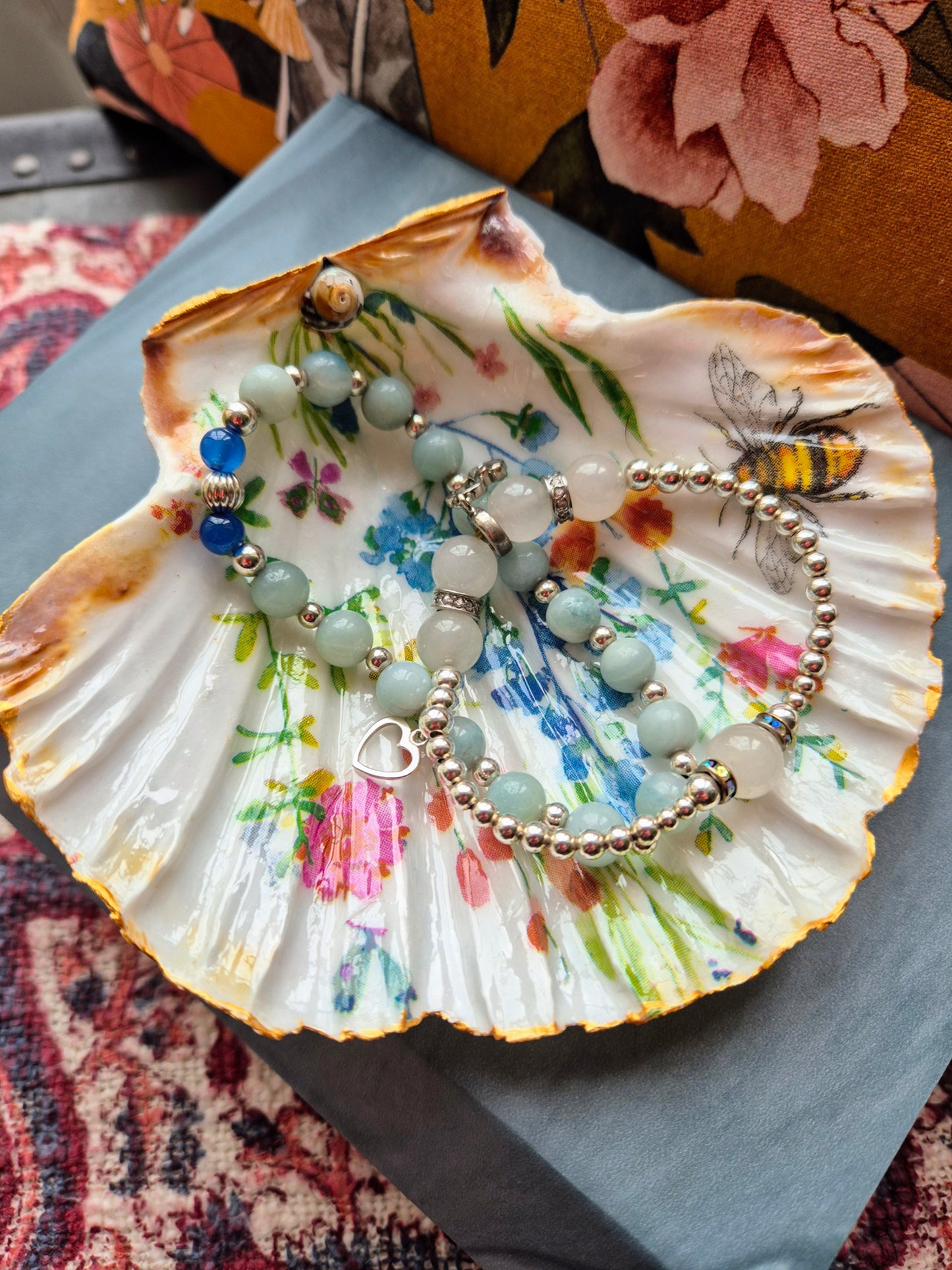 Pretty Floral Ring Tray with Bee
