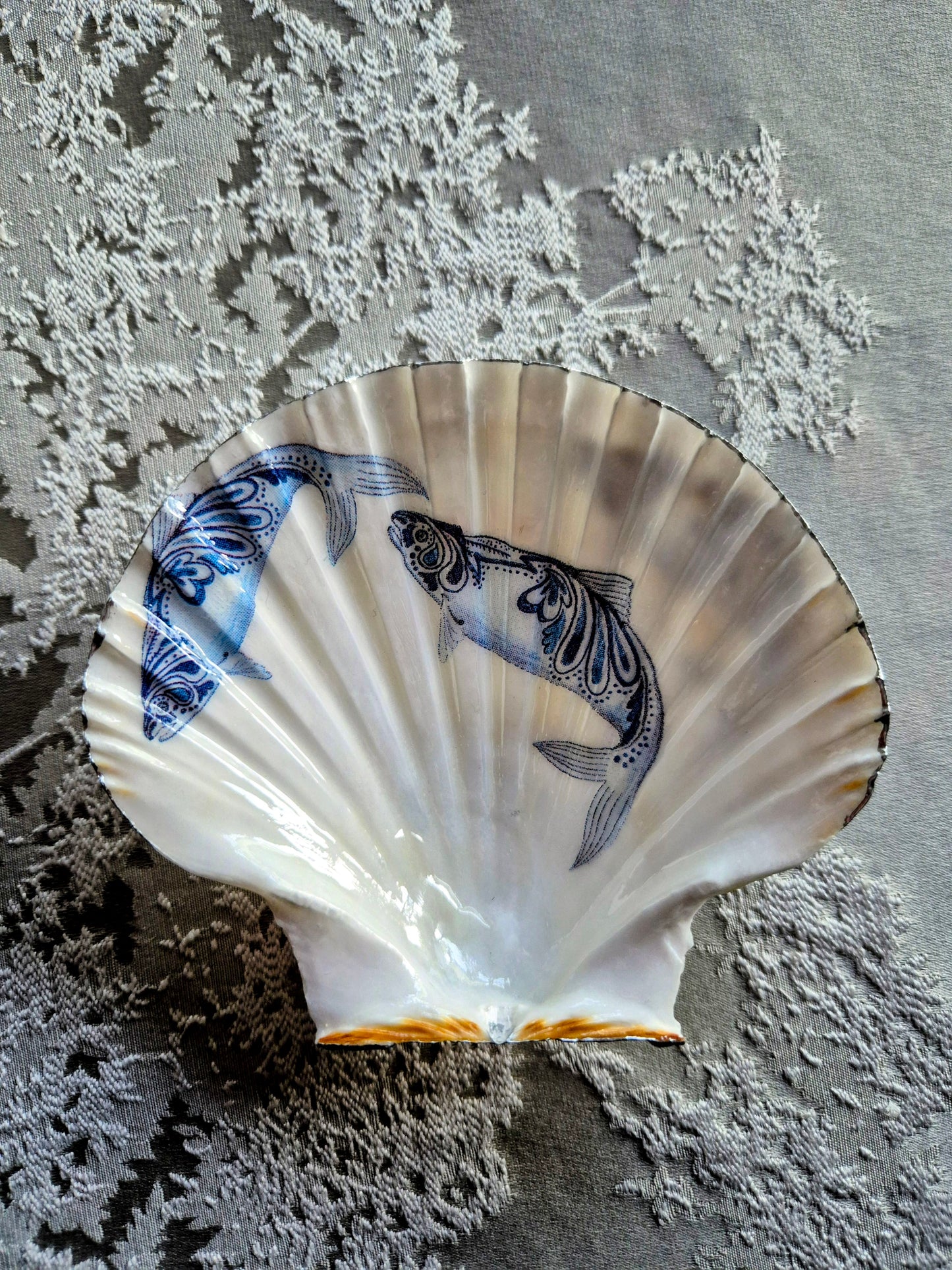 Blue & White Sea Shell Trinket Dish