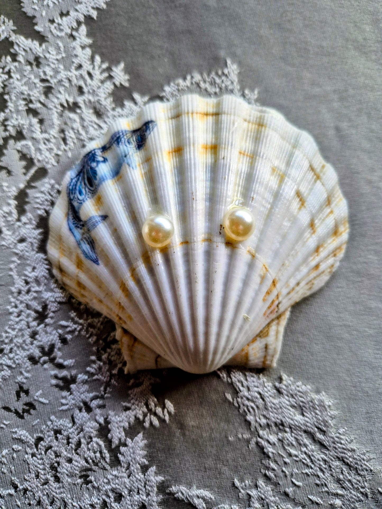 Blue & White Sea Shell Trinket Dish