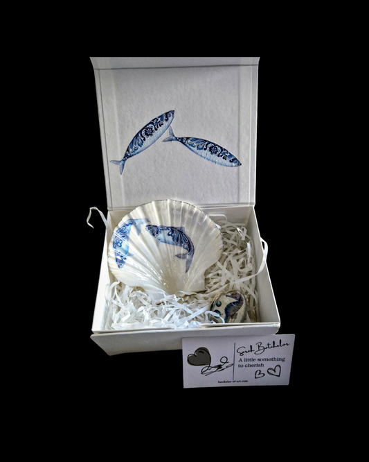 Blue & White Sea Shell Trinket Dish