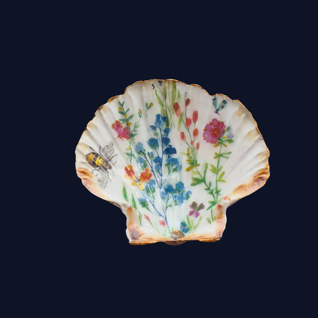 Pretty Floral Ring Tray with Bee