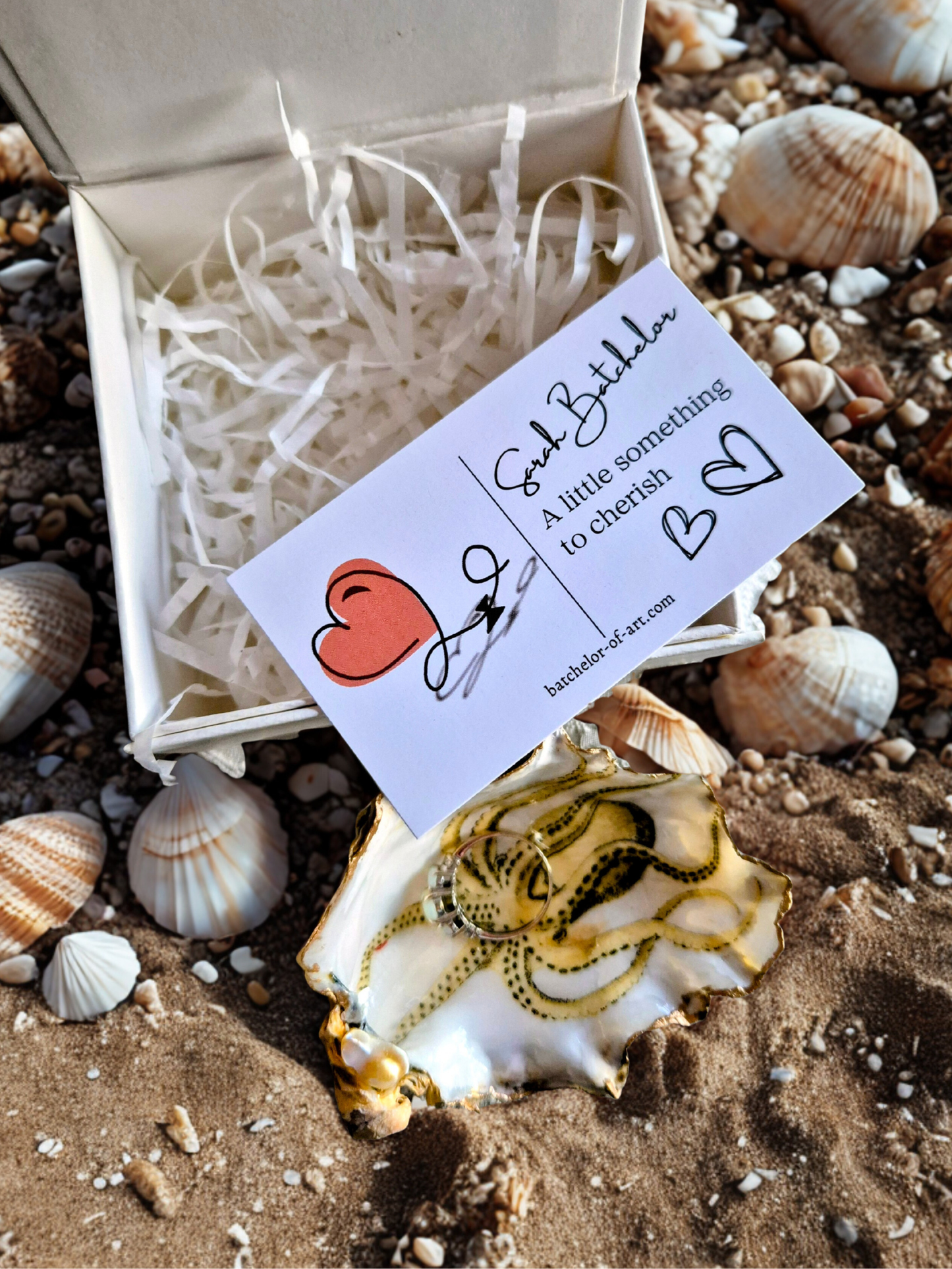 Octopus Oyster Ring Dish & Box